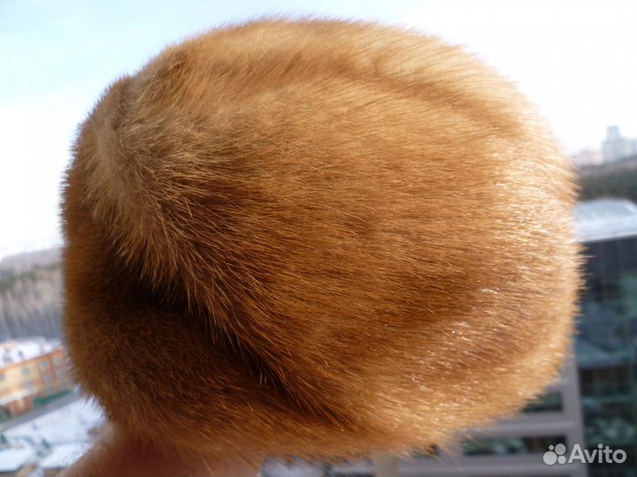 Шапка женская, норка,56 размер,светло-коричневая