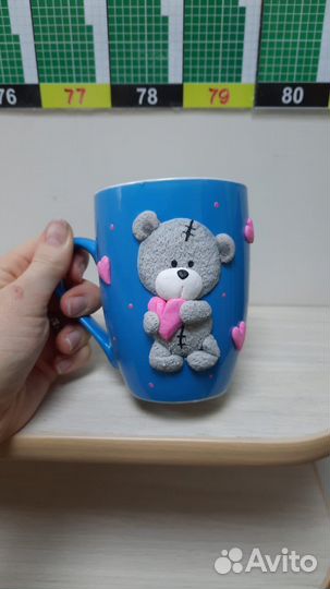 Кружка из глины Bearbrick мишки кавс тедди мк