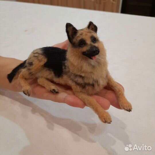 Игрушечная овчарка ручной работы, фигурка 12 см