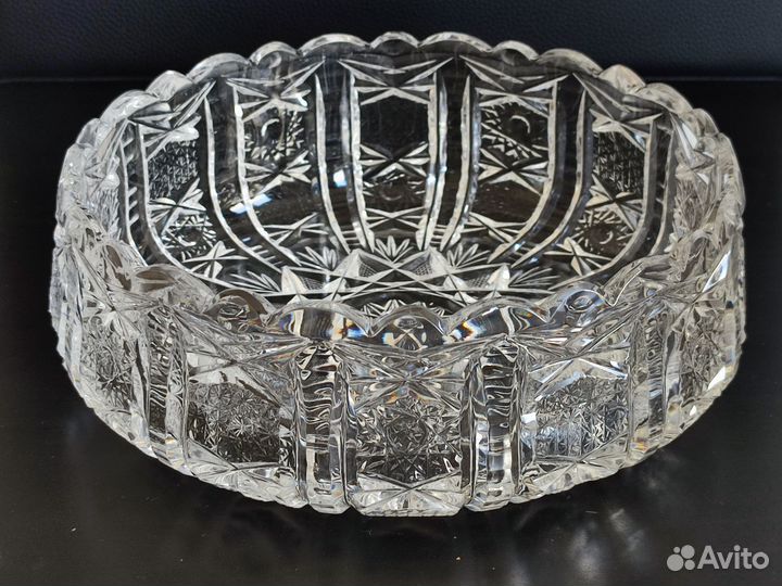 Хрустальная салатница (ваза, конфетница) СССР 20см