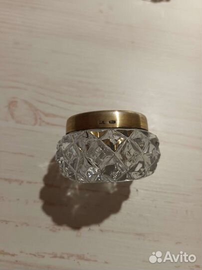 Солонка СССР хрусталь серебряный ободок