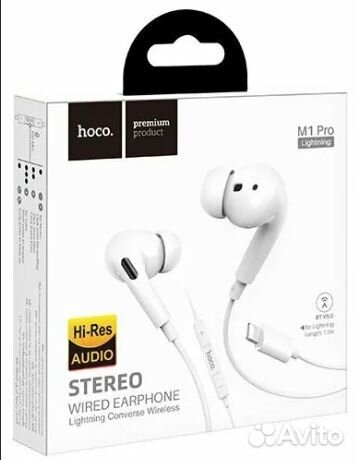 Наушники Hoco M1 Pro Lightning, white