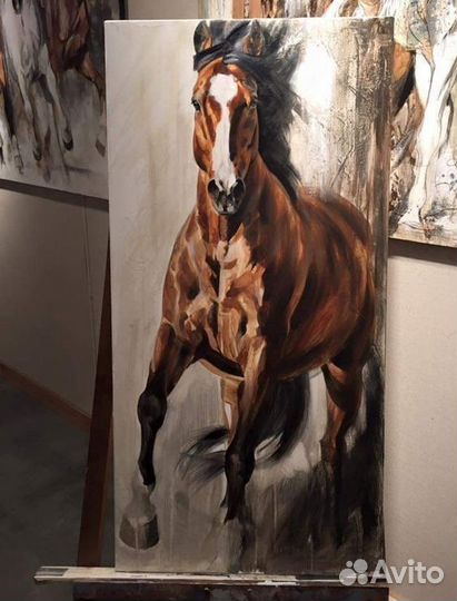 Интерьерная картина маслом лошадь