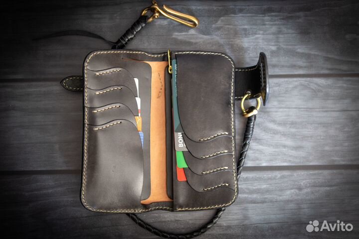 Кошелек байкера кожаный ручной работы