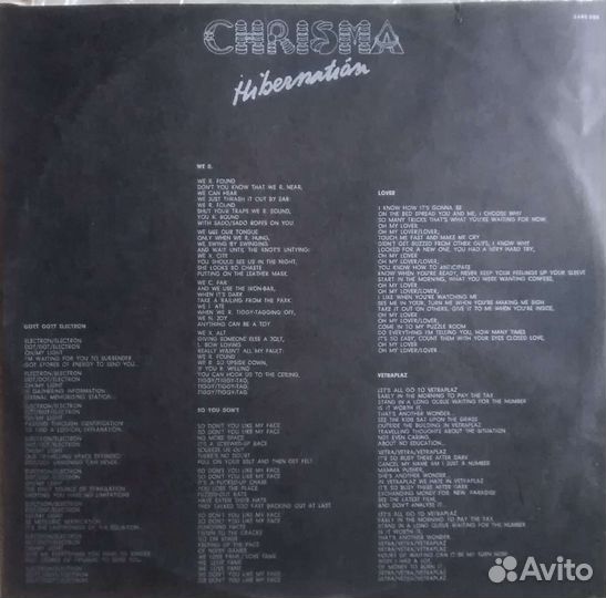 Chrisma 'Hybernation' 79 Italy, clear прозрачный