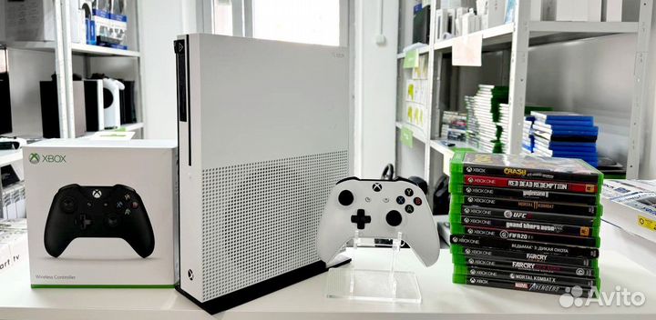 Xbox one s 1TB 2 геймпада+500 игр+fc 24