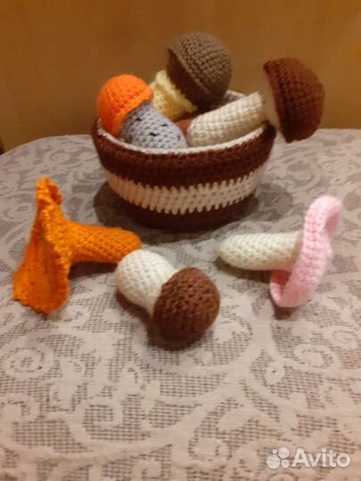 Грибы, овощи вязаные