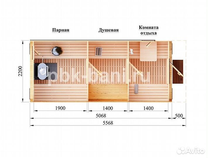 Баня под ключ Евангелина 5.5м