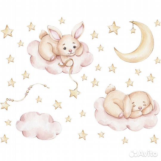 Интерьерные наклейки Нежные Зайчики