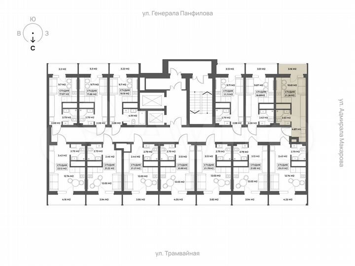 Апартаменты-студия, 21,3 м², 3/19 эт.