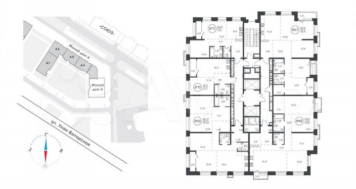 1-к. квартира, 41,7 м², 12/19 эт.