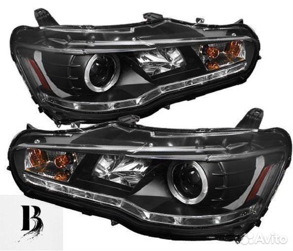 Фары Mitsubishi Lancer 10 диодн габ черные