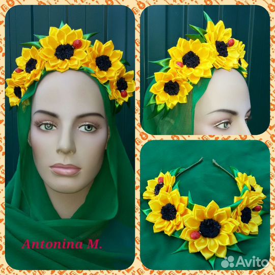 Ободок с подсолнухами