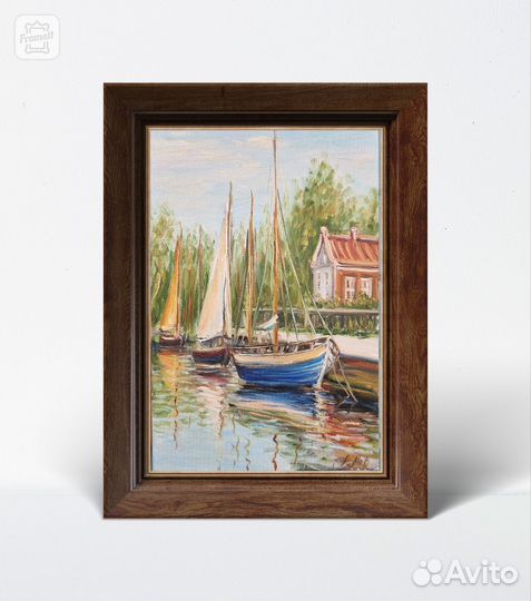 Картина лодки картина маслом пейзаж с лодками