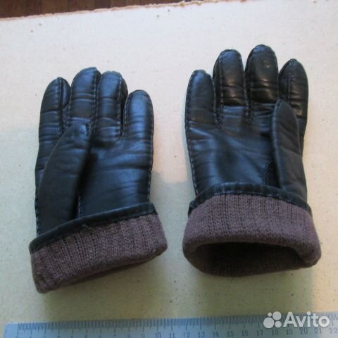 Перчатки женские или унисекс черные плотная кожа
