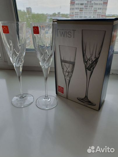 Хрустальные бокалы фужеры 2шт