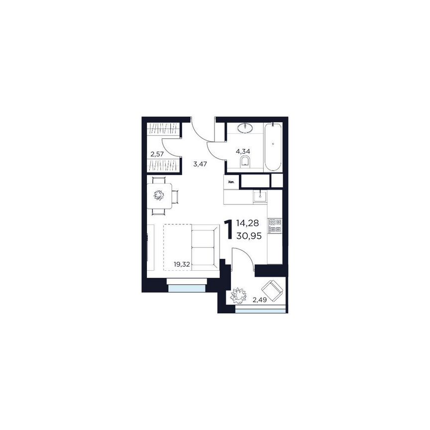 1-к. квартира, 31 м², 11/15 эт.