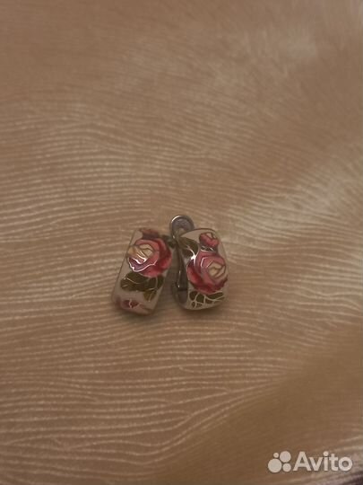 Серьги серебро эмаль Sokolov