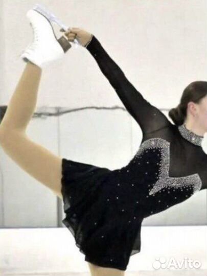 Чёрное платье для фигурного катания 157-165
