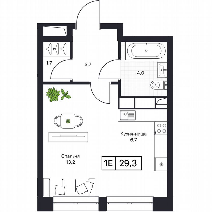 1-к. квартира, 29,3 м², 8/17 эт.