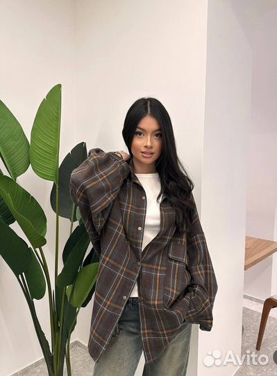 Рубашка в клетку оверсайз женская