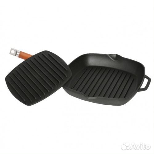 Чугунная сковорода-гриль размером 26х26см