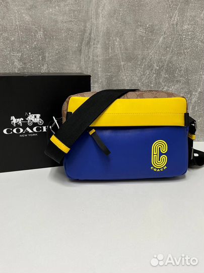 Мужская кожаная сумка coach люкс