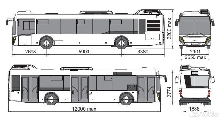 Городской автобус МАЗ 203047, 2023