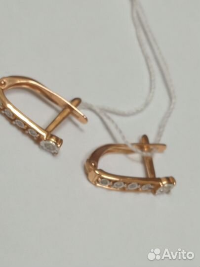 Серьги с природным камнем Золото