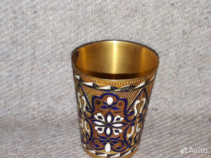 Красивая стопка стакан латунь эмаль СССР
