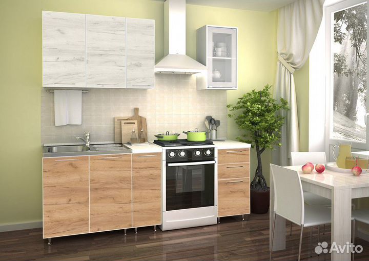 Кухня Радуга 1,5м крафт белый/золото