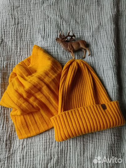 Шапка тыква и снуд горчица 51-55 bungly boo
