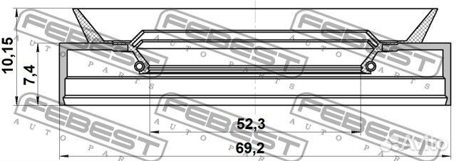 Сальник ступичный передний 52.3x69.2x7.4x10.15 95T