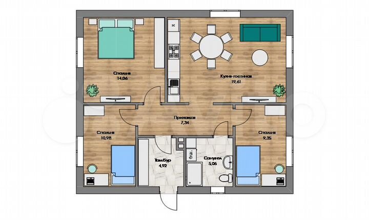 Коттедж 75 м² на участке 8 сот.