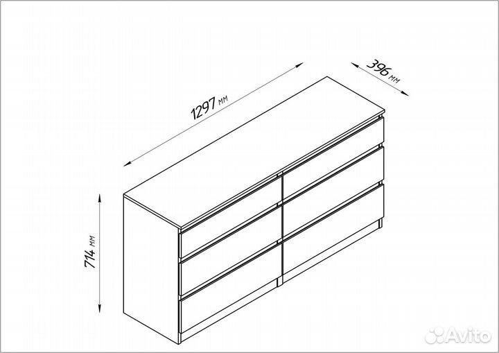 Комод Икеа кастор 6 ящиков Сонома