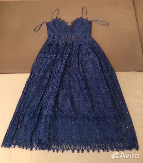 Платье женское кружевное синее