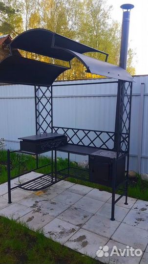 Дачный мангал с печкой и крышей