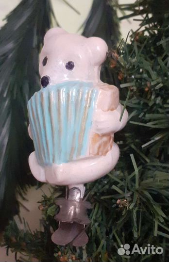 Елочные игрушки СССР. Мишка с грамотной