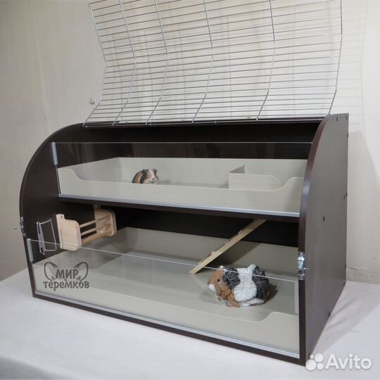 Клетка для морских свинок 100х50х60, венге, круг 1