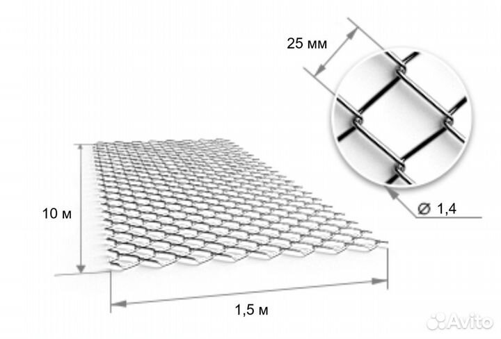 Сетка рабица 25х25 мм 1,5х10 м