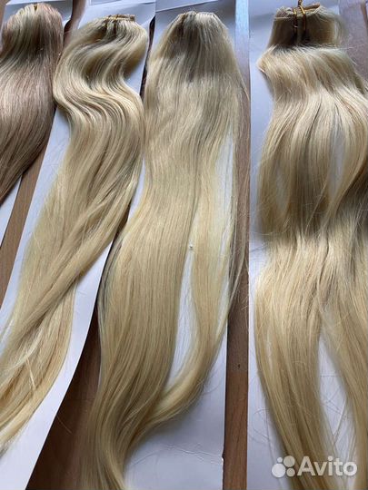 Натуральные волосы на заколках