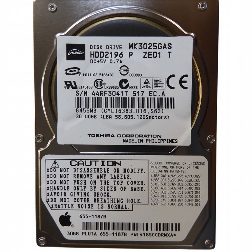 [MK3025GAS] Жесткий Диск Toshiba 30gb Ide 2,5" Hdd Mk3025gas
