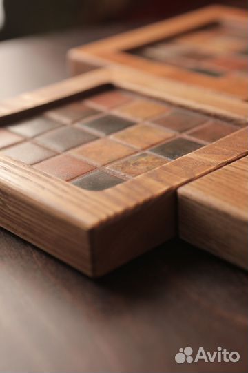 Подсвечники для больших свечей из дерева и мозаики