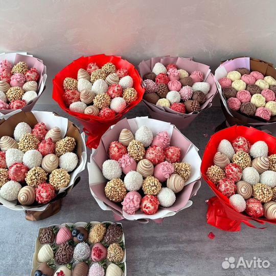Букеты из клубники в шоколаде, шоколадные цветы