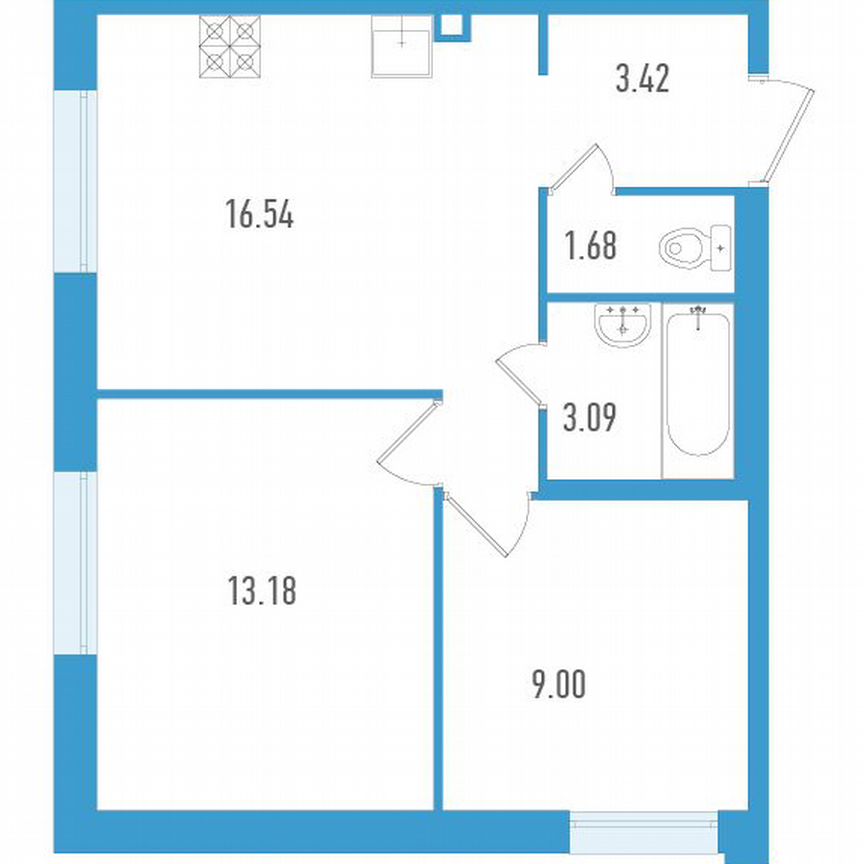 2-к. квартира, 46 м², 2/25 эт.