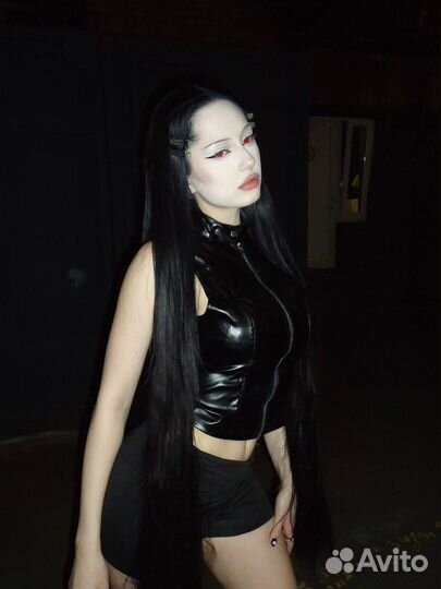 Кожаный топ y2k винтаж