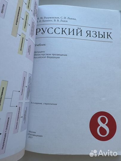 Учебник русский язык 8 класс 2021 новый