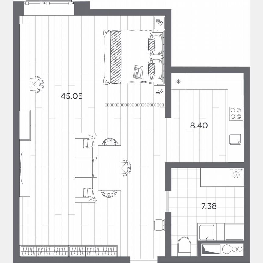 Апартаменты-студия, 60,8 м², 13/14 эт.