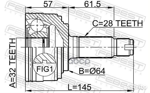 ШРУС наружный 32x64x28 (honda CR-V RD1/RD2