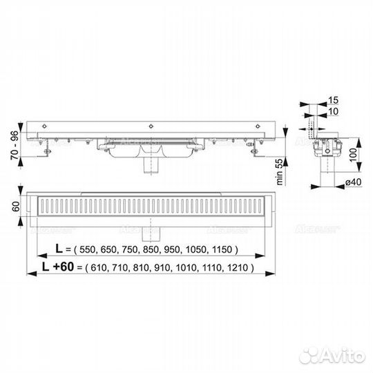 Душевой лоток Alcaplast APZ1104-650 Flexible Low